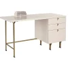 Celine Sleek Home Office Desk - Contemporary Workstation with Drawer Storage in Matte Cream